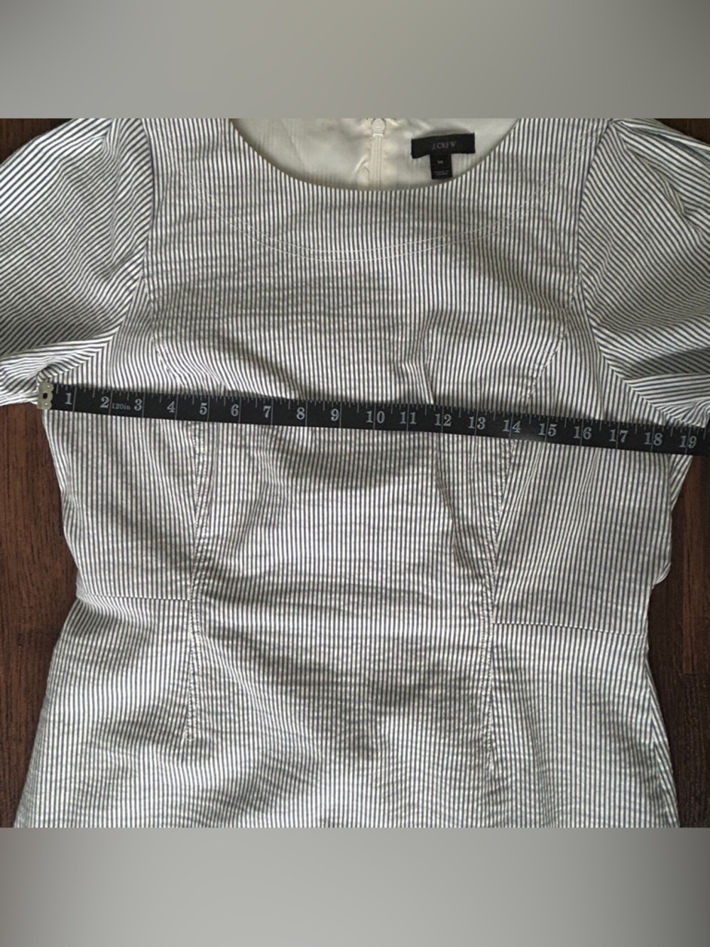 J.Crew Blue White Pinstripe Sheath Dress Cotton Blend Size 14 - Picture 8 of 9